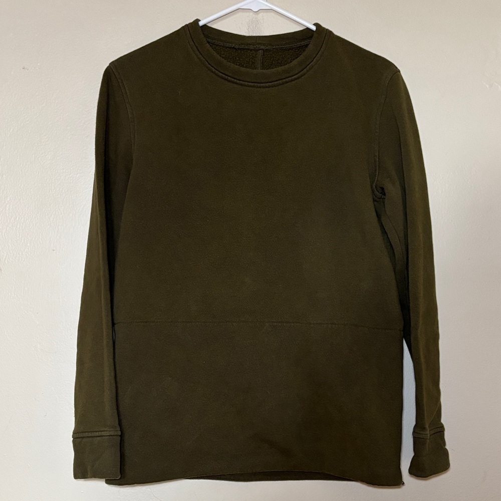 Men's Olive Crewneck Sweatshirt - Casual Long Sleeve